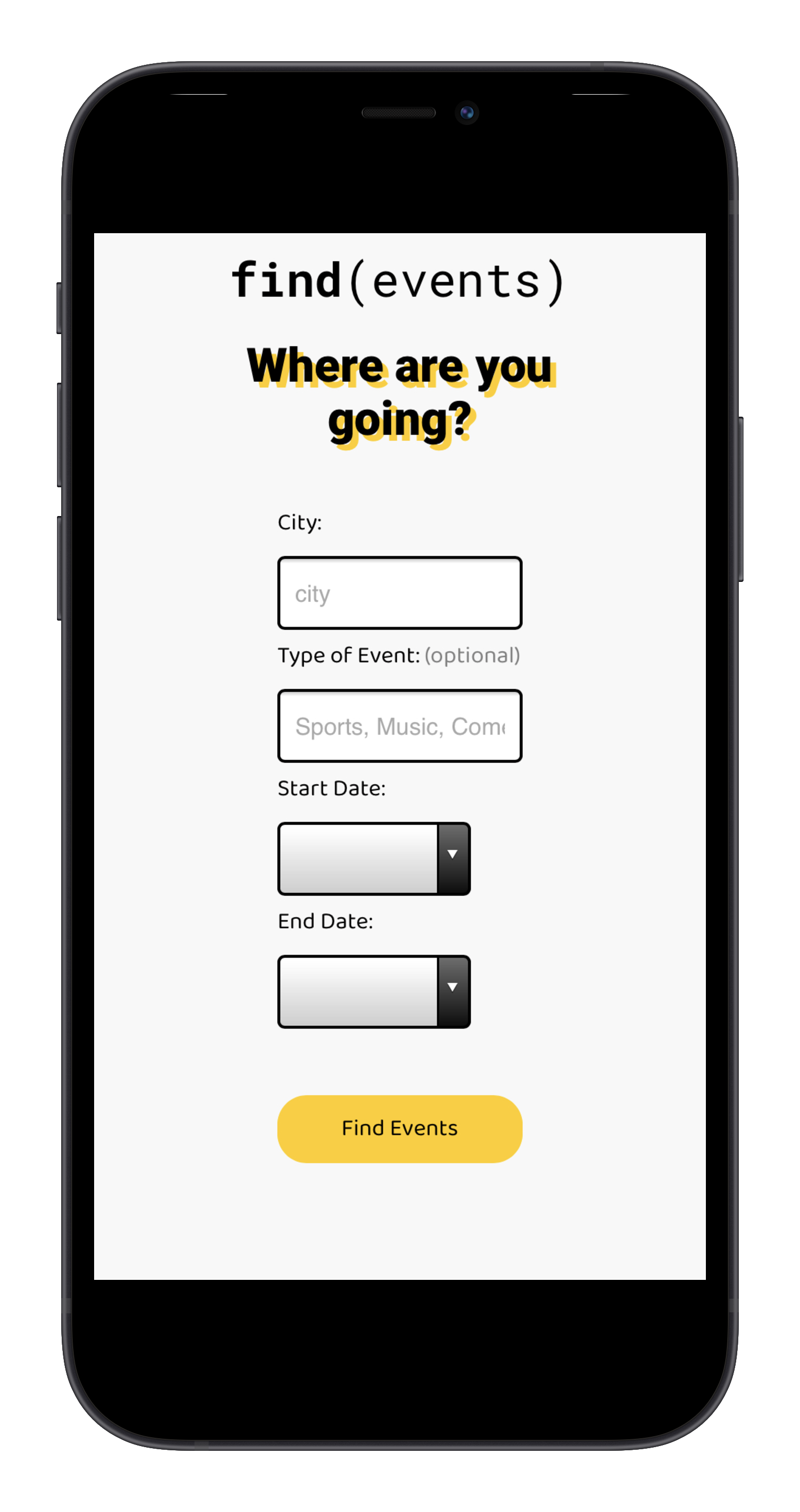 image of the events app